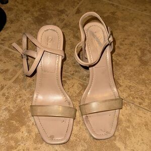 BCBGeneration PVC Strap Nude Block Heels